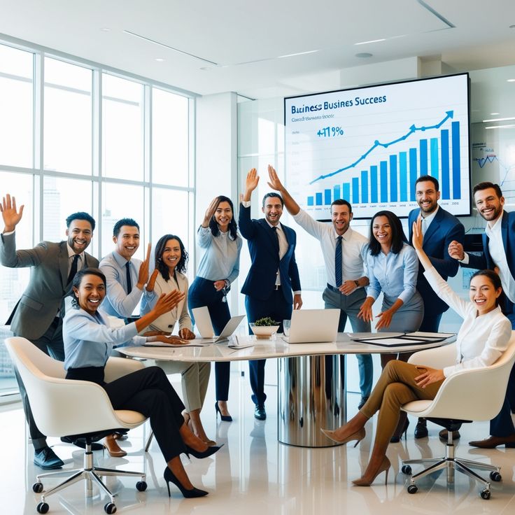Equipo de negocios celebrando
